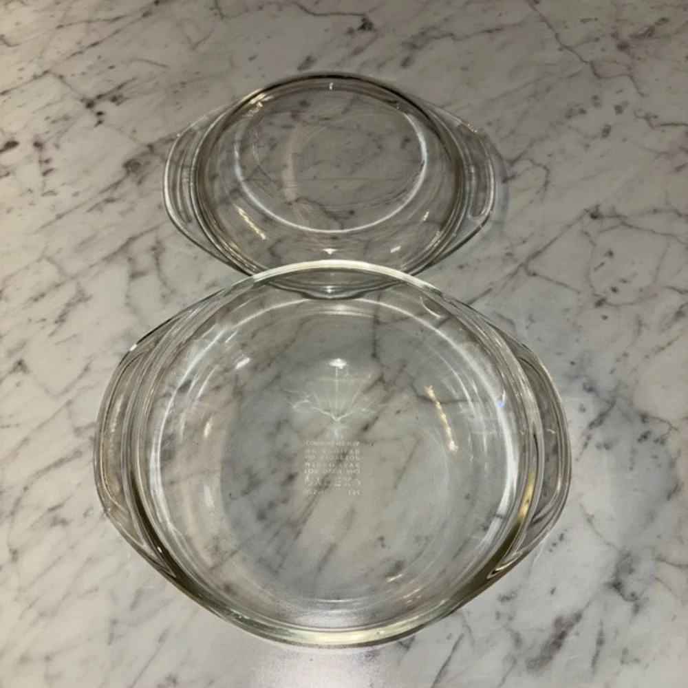 Vintage PYREX Corning Clear Glass 1.5L Round Casserole Baking Dish & Lid,‎ 023